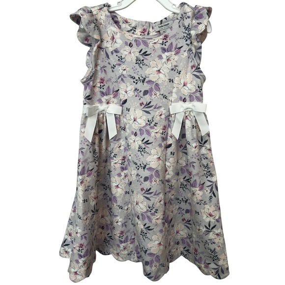 Haute Hippie Other - Haute Hippie Kids Girls Floral Dress Purple White Lilac Bows Ruffles Size 7